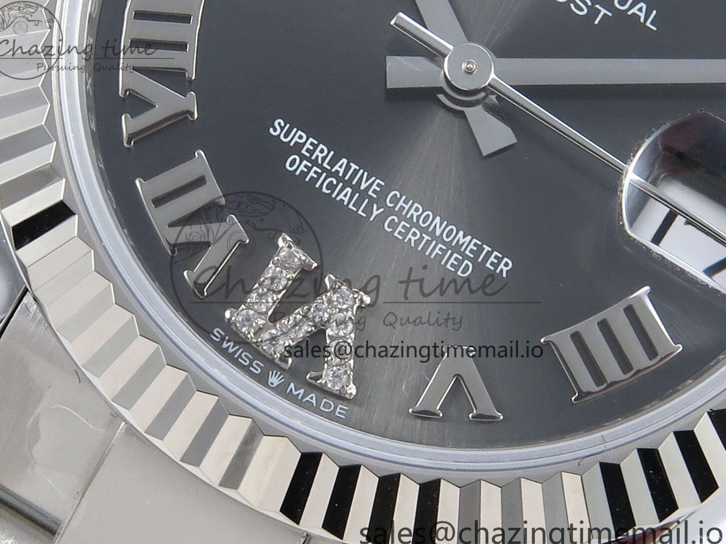 Steel Best 1:1 Diamonds Roman on Dial Bracelet ETA DateJust 904L 2688 Edition ARF Oyster 278274 SS 31 Gray 0308